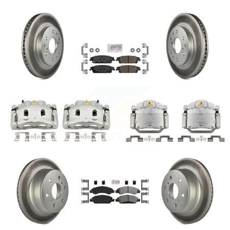 Front Rear Brake Caliper Coat Rotors Semi-Metallic Pad Kit (10Pc) For GMC Sierra 1500 XL KCG-102045N