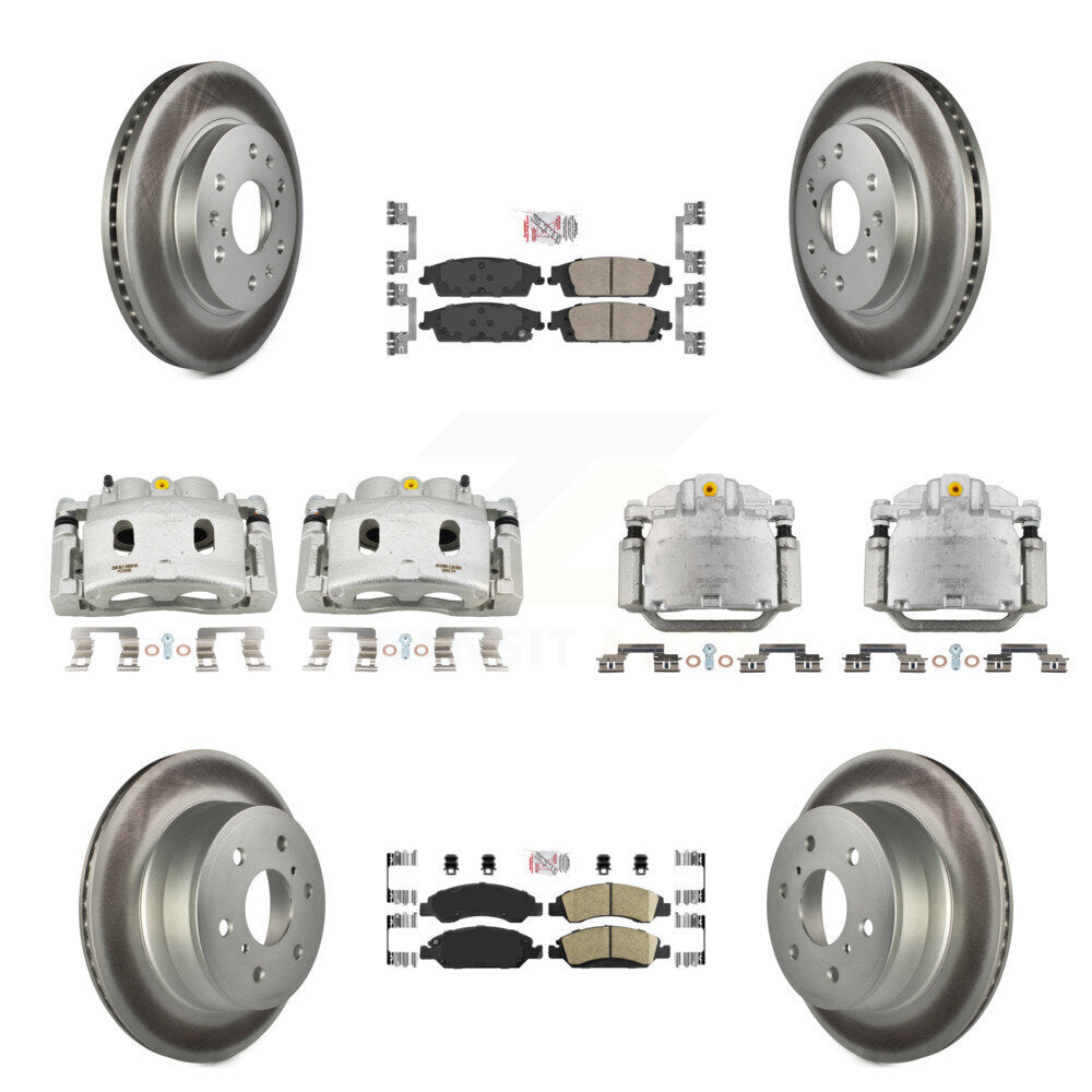 Front Rear Brake Caliper Coat Rotor Ceramic Pad Kit (10Pc) For GMC Sierra 1500 Chevrolet KCG-102046N