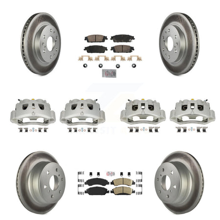 Front Rear Brake Caliper Coat Rotors Ceramic Pad Kit (10Pc) For 16 Chevrolet Suburban HD KCG-102059N