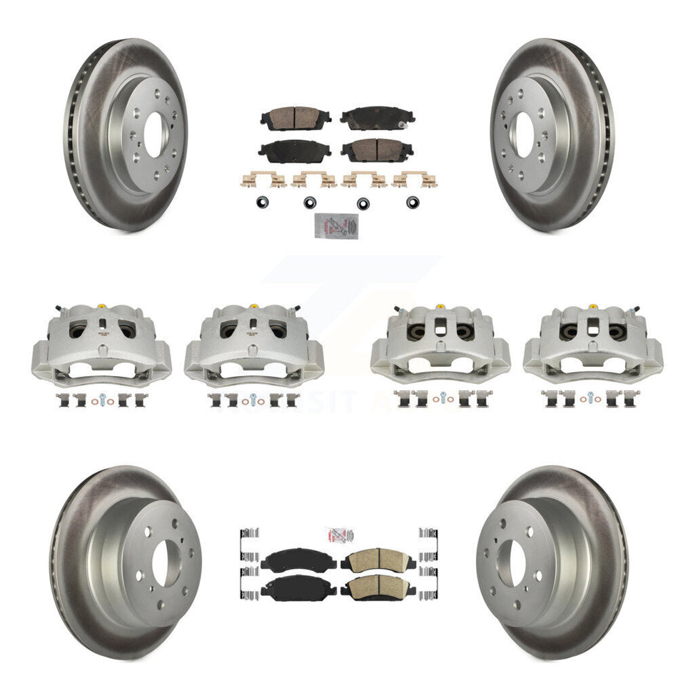 Front Rear Brake Caliper Coat Rotors Ceramic Pad Kit (10Pc) For 16 Chevrolet Suburban HD KCG-102060N