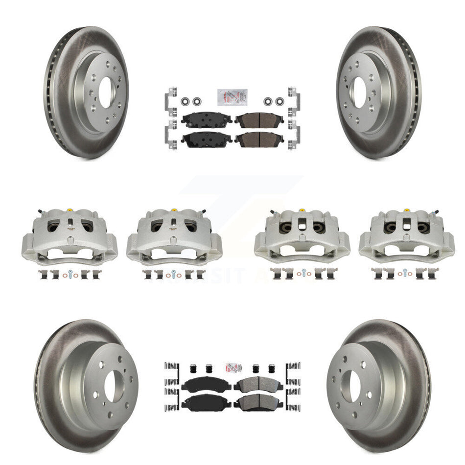 Front Rear Brake Caliper Coat Rotors Semi-Metallic Pad Kit (10Pc) For Chevrolet Suburban KCG-102064N