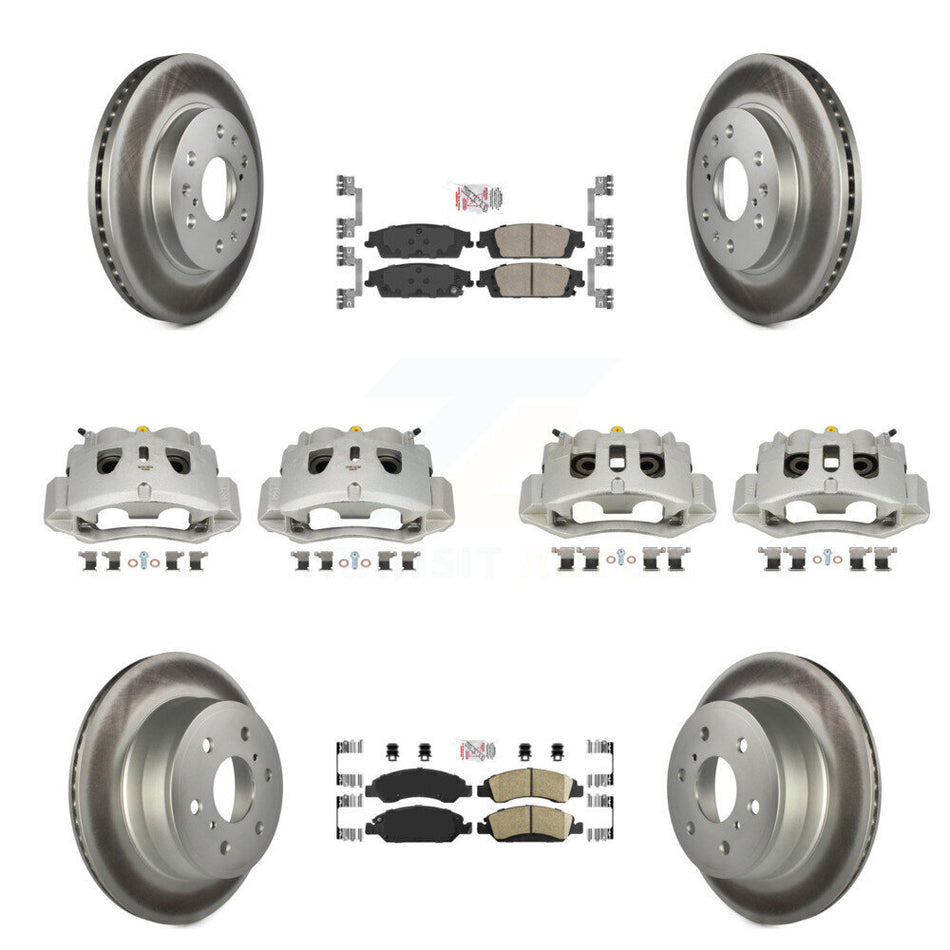 Front Rear Brake Caliper Coat Rotors Ceramic Pad Kit (10Pc) For 16 Chevrolet Suburban HD KCG-102065N