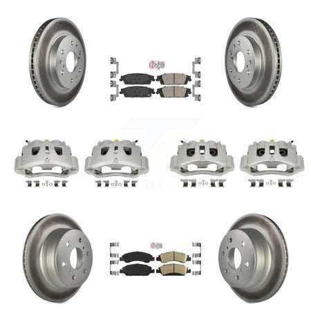 Front Rear Brake Caliper Coat Rotors Ceramic Pad Kit (10Pc) For 16 Chevrolet Suburban HD KCG-102066N