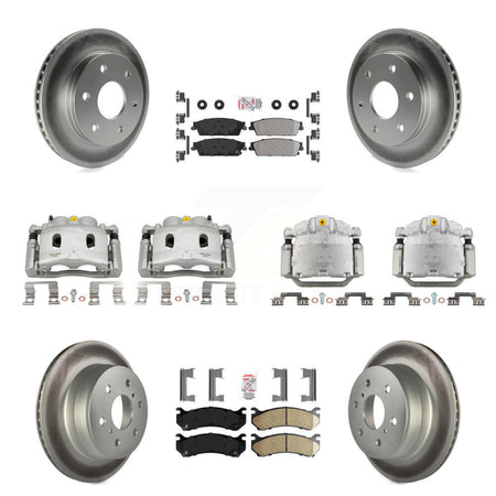 Front Rear Disc Brake Caliper Coated Rotors And Ameribrakes Pads Kit (10Pc) For KCG-102086N