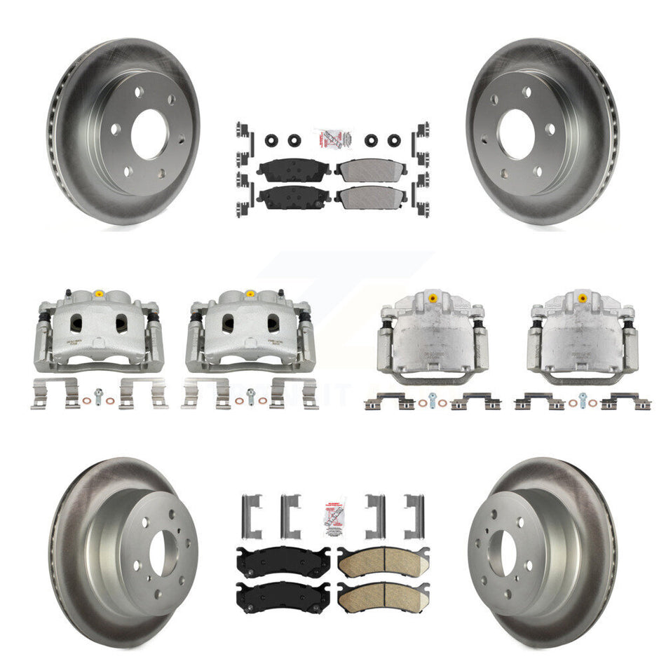 Front Rear Disc Brake Caliper Coated Rotors And Ameribrakes Pads Kit (10Pc) For KCG-102086N