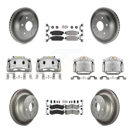 Front Rear Disc Brake Caliper Coated Rotors And Semi-Metallic Pads Kit (10Pc) For KCG-102087N