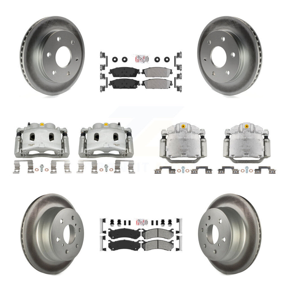 Front Rear Disc Brake Caliper Coated Rotors And Semi-Metallic Pads Kit (10Pc) For KCG-102087N