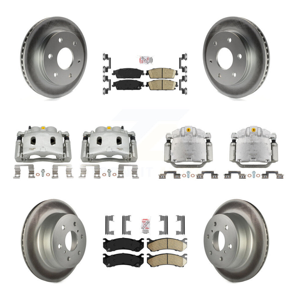 Front Rear Brake Caliper Coat Rotors Ceramic Pad Kit (10Pc) For Chevrolet Silverado 1500 KCG-102088N