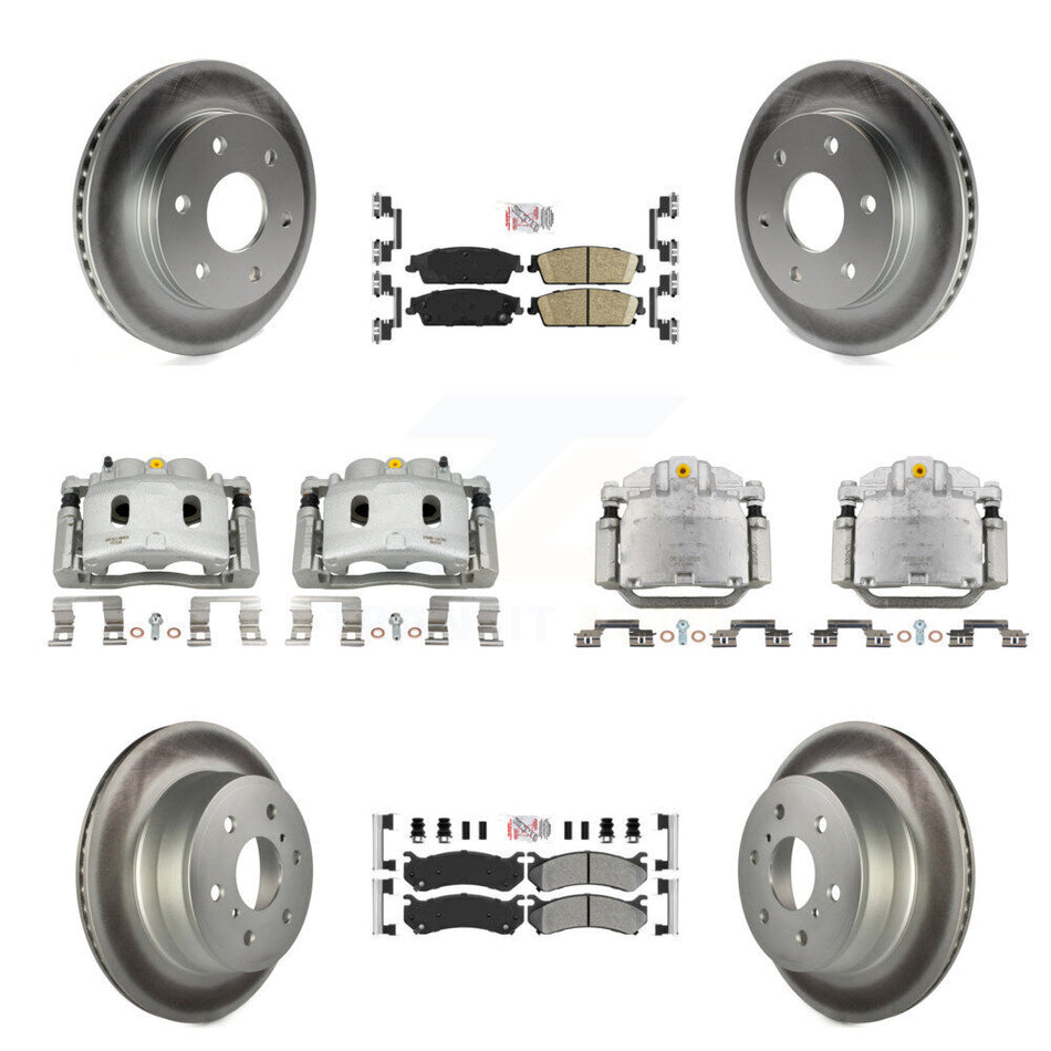 Front Rear Disc Brake Caliper Coated Rotors And Ameribrakes Pads Kit (10Pc) For KCG-102089N