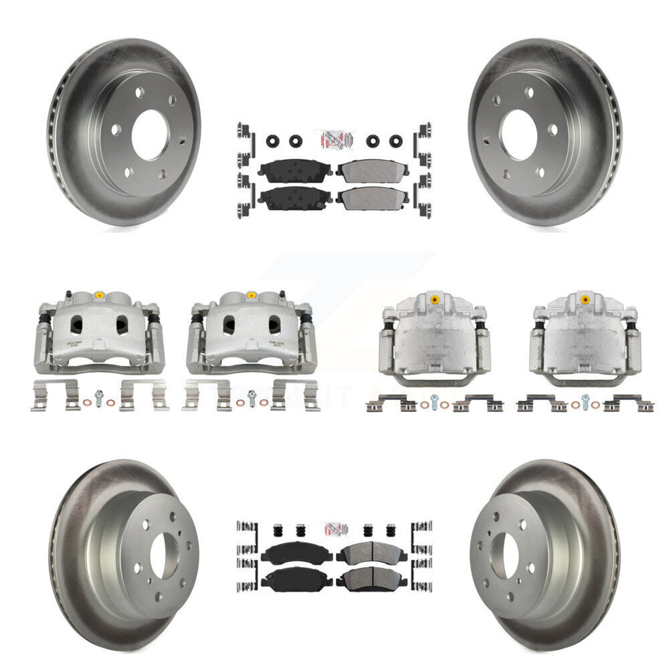 Front Rear Brake Caliper Coat Rotor And Semi-Metallic Pad Kit (10Pc) For GMC Sierra 1500 KCG-102092N