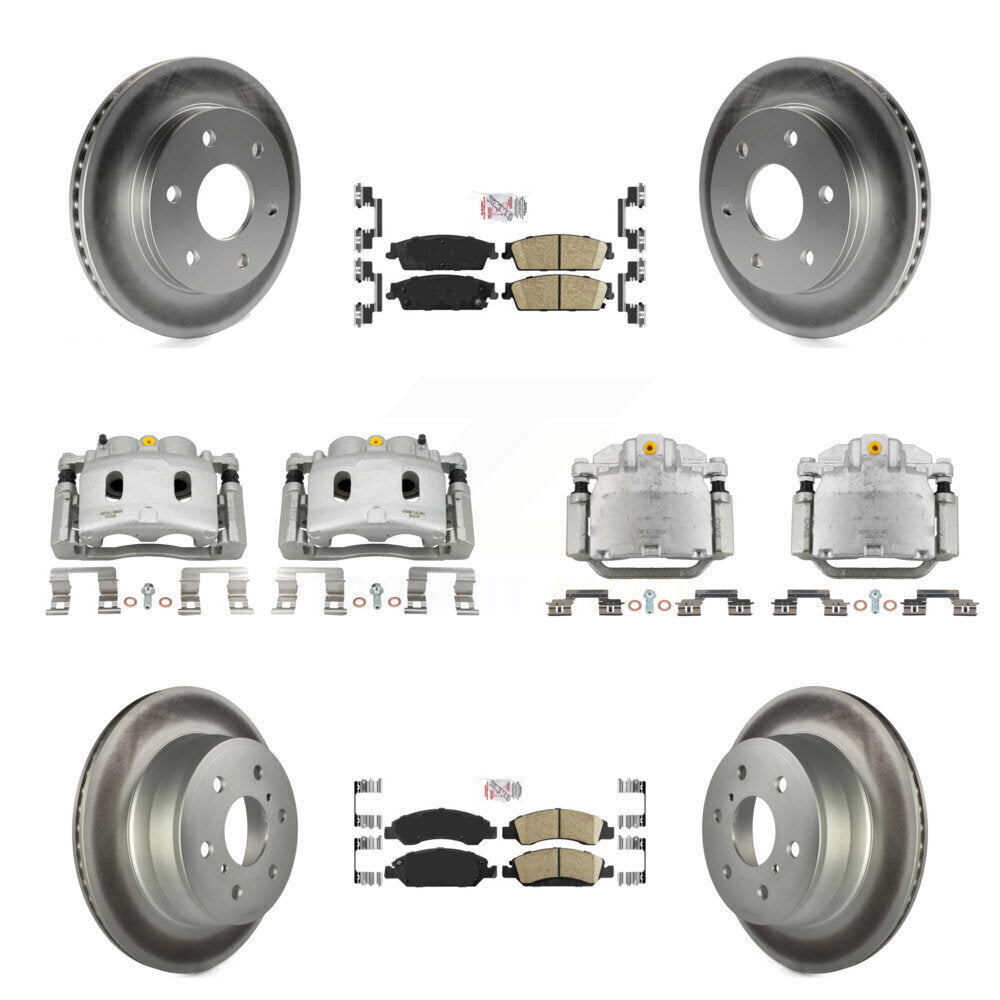 Front Rear Disc Brake Caliper Coat Rotors And Ceramic Pad Kit (10Pc) For GMC Sierra 1500 KCG-102094N