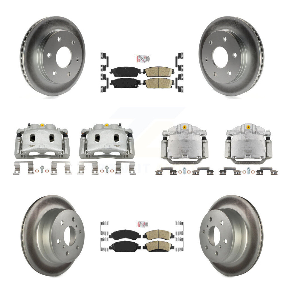 Front Rear Disc Brake Caliper Coat Rotors And Ceramic Pad Kit (10Pc) For GMC Sierra 1500 KCG-102094N