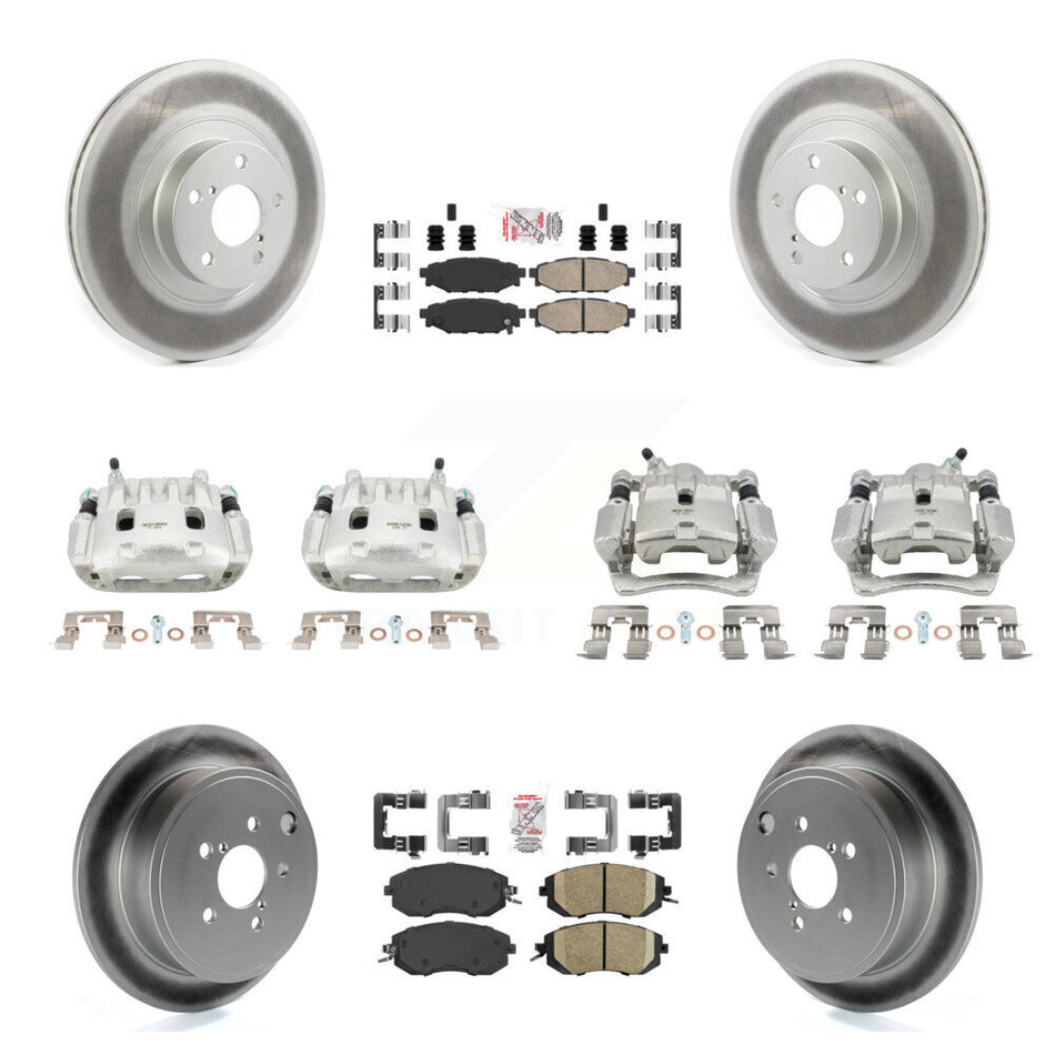 Front Rear Brake Caliper Coat Rotor & Ceramic Pad Kit (10Pc) For Subaru Impreza Forester KCG-102104N