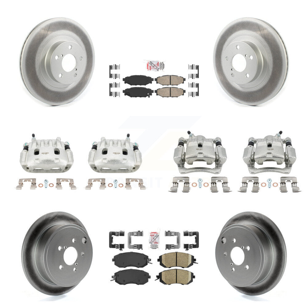 Front Rear Brake Caliper Coat Rotor & Ceramic Pad Kit (10Pc) For Subaru Impreza Forester KCG-102106N