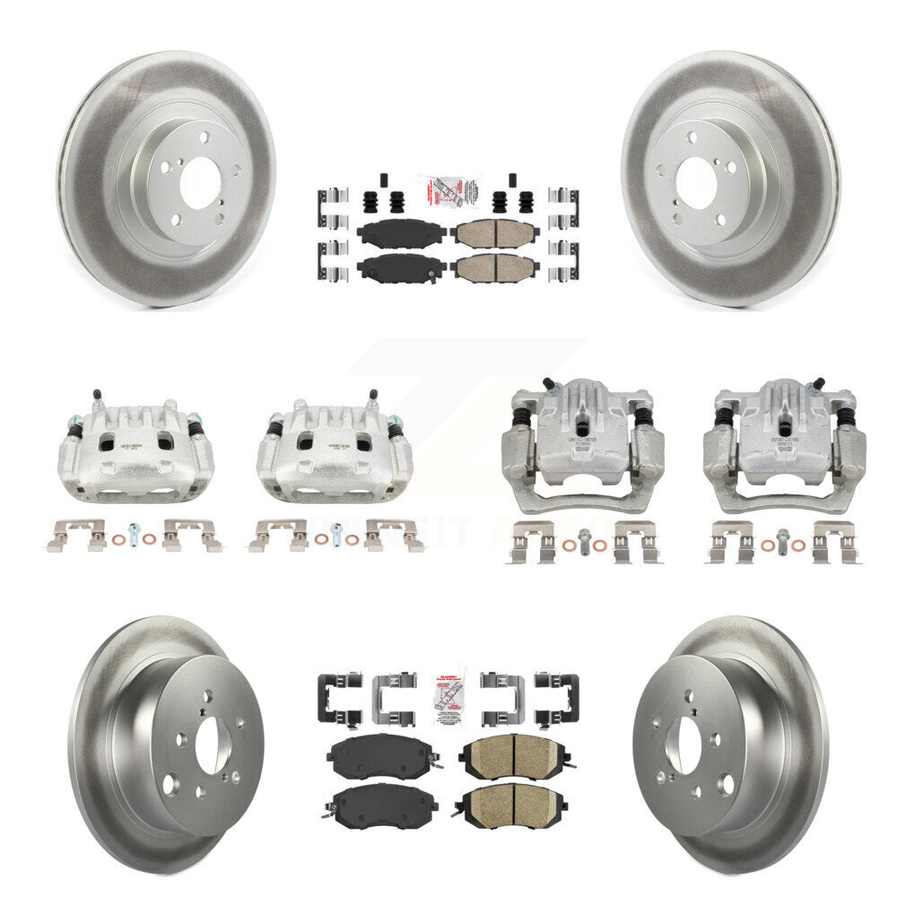 Front Rear Disc Brake Caliper Coat Rotor & Ceramic Pad Kit (10Pc) For Subaru Forester XV KCG-102108N