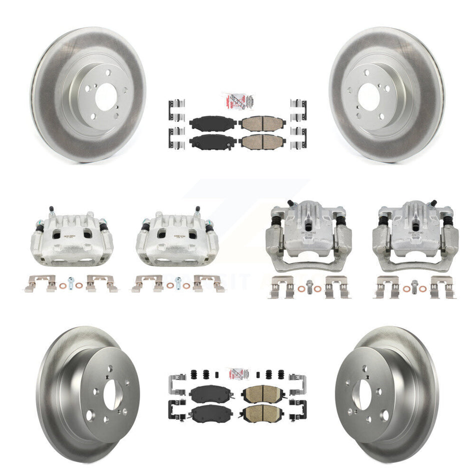 Front Rear Disc Brake Caliper Coat Rotor & Ceramic Pad Kit (10Pc) For Subaru Forester XV KCG-102109N