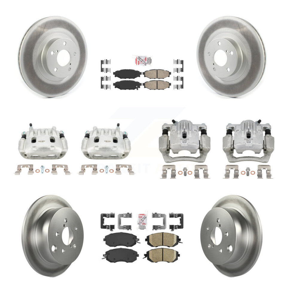 Front Rear Disc Brake Caliper Coat Rotor & Ceramic Pad Kit (10Pc) For Subaru Forester XV KCG-102110N