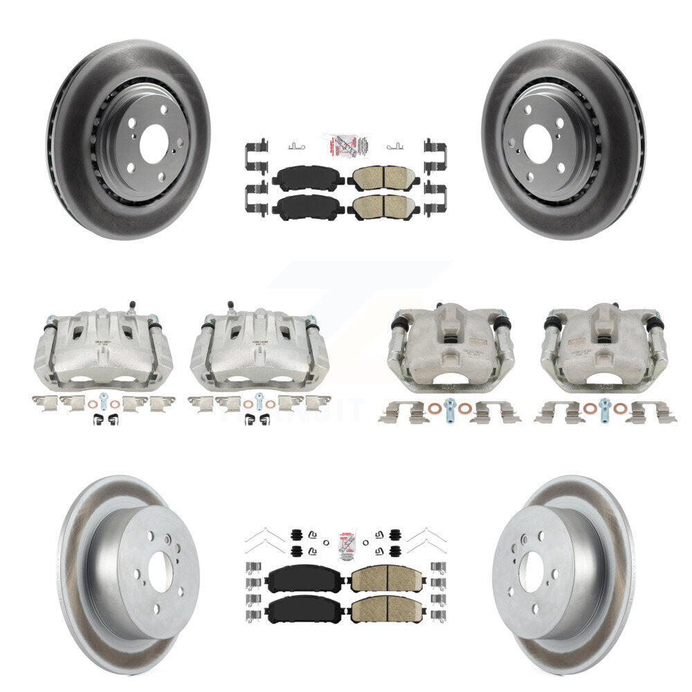 Front Rear Disc Brake Caliper Coat Rotors & Ceramic Pad Kit (10Pc) For Toyota Highlander KCG-102113N