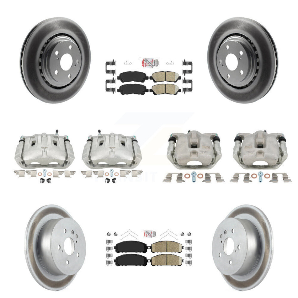 Front Rear Disc Brake Caliper Coat Rotors & Ceramic Pad Kit (10Pc) For Toyota Highlander KCG-102115N