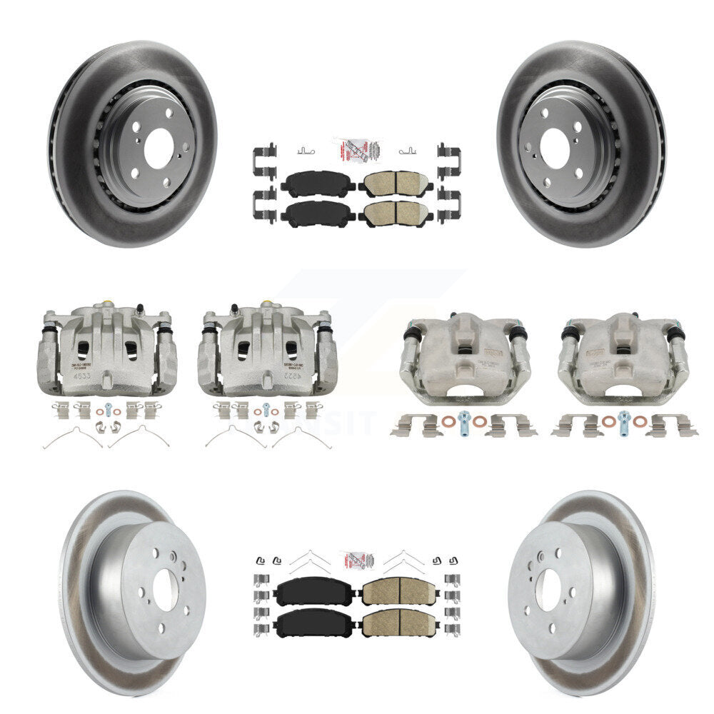 Front Rear Disc Brake Caliper Coat Rotors & Ceramic Pad Kit (10Pc) For Toyota Highlander KCG-102116N
