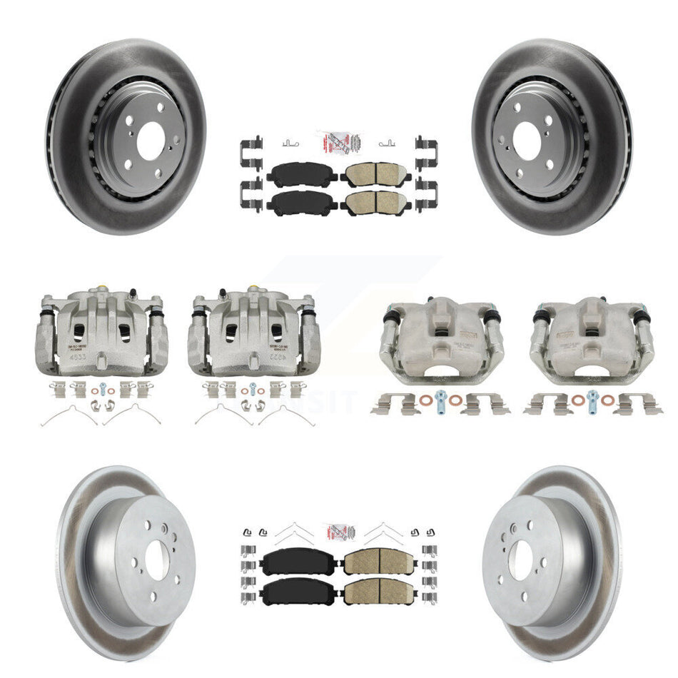 Front Rear Disc Brake Caliper Coat Rotors & Ceramic Pad Kit (10Pc) For Toyota Highlander KCG-102116N