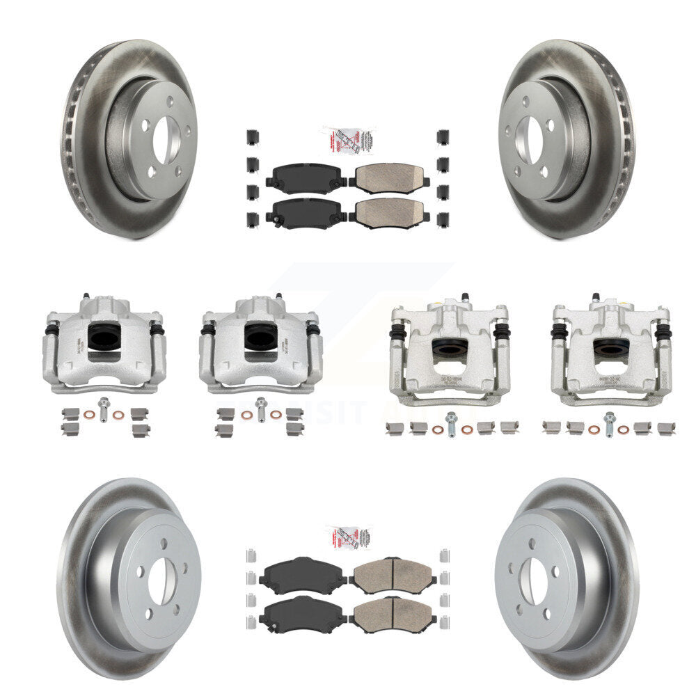 Front Rear Disc Brake Caliper Coated Rotors And Ceramic Pads Kit (10Pc) For Dodge Nitro KCG-102118N