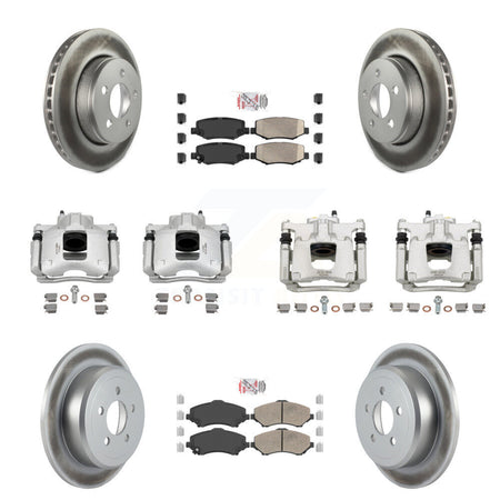 Front Rear Disc Brake Caliper Coated Rotors And Ceramic Pads Kit (10Pc) For Dodge Nitro KCG-102118N