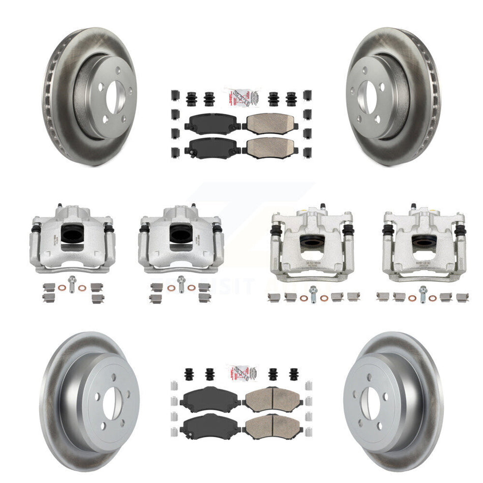 Front Rear Disc Brake Caliper Coated Rotors And Ceramic Pads Kit (10Pc) For Dodge Nitro KCG-102119N