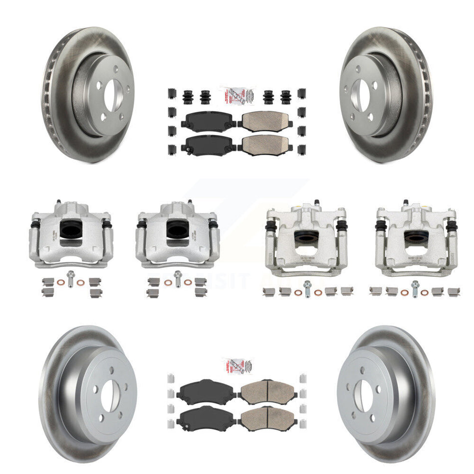Front Rear Disc Brake Caliper Coated Rotors And Ceramic Pads Kit (10Pc) For Dodge Nitro KCG-102120N