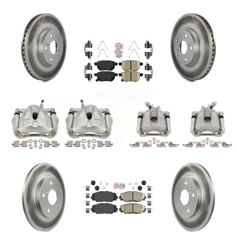 Front Rear Disc Brake Caliper Coated Rotors And Ceramic Pad Kit (10Pc) For Toyota Matrix KCG-102125N