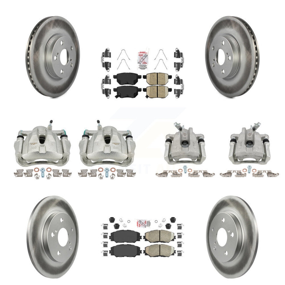 Front Rear Disc Brake Caliper Coated Rotors And Ceramic Pad Kit (10Pc) For Toyota Matrix KCG-102125N