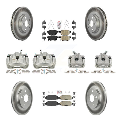 Front Rear Disc Brake Caliper Coated Rotors And Ceramic Pad Kit (10Pc) For Toyota Matrix KCG-102126N