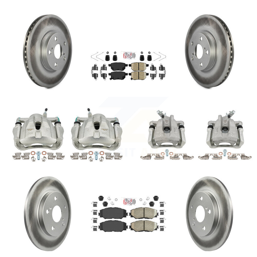 Front Rear Disc Brake Caliper Coated Rotors And Ceramic Pad Kit (10Pc) For Toyota Matrix KCG-102127N