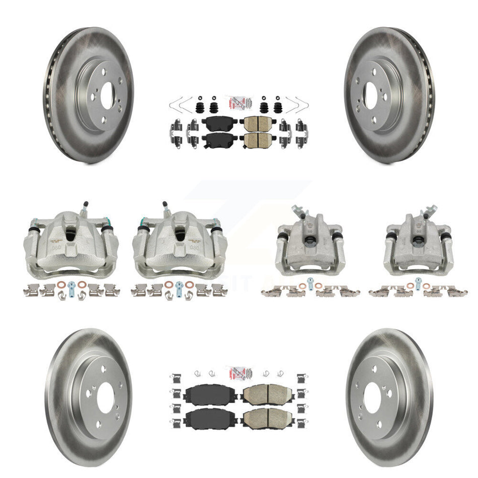 Front Rear Disc Brake Caliper Coated Rotors And Ceramic Pad Kit (10Pc) For Toyota Matrix KCG-102128N