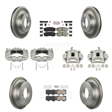 Front Rear Brake Caliper Coat Rotor And Ameribrakes Pad Kit (10Pc) For Toyota FJ Cruiser KCG-102134N
