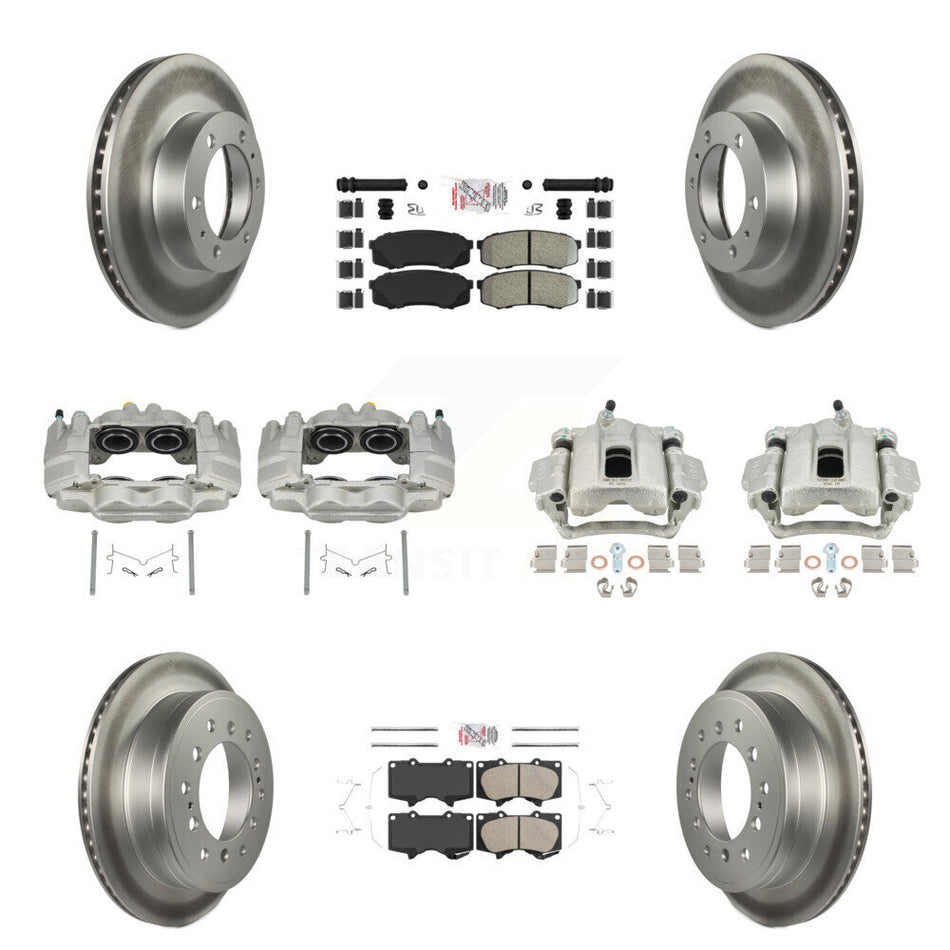 Front Rear Brake Caliper Coat Rotor And Ameribrakes Pad Kit (10Pc) For Toyota FJ Cruiser KCG-102134N