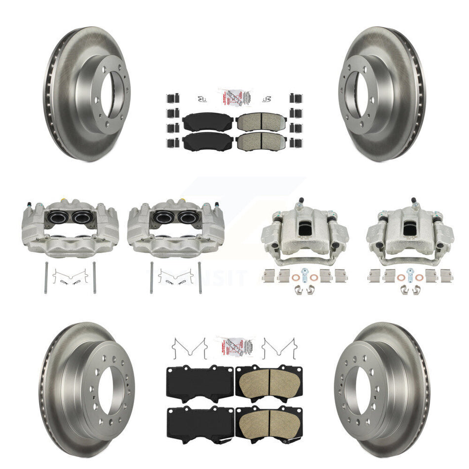 Front Rear Brake Caliper Coat Rotor And Ameribrakes Pad Kit (10Pc) For Toyota FJ Cruiser KCG-102135N