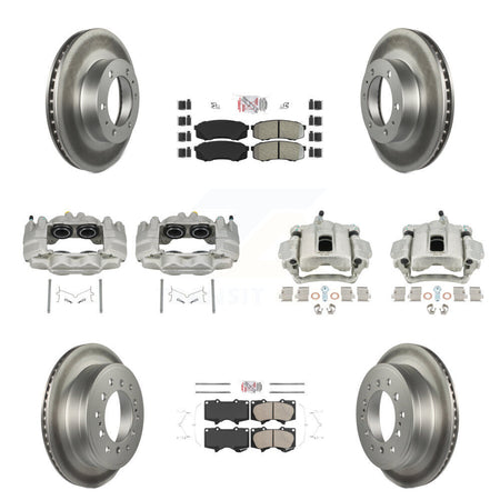 Front Rear Brake Caliper Coat Rotor And Ameribrakes Pad Kit (10Pc) For Toyota FJ Cruiser KCG-102136N