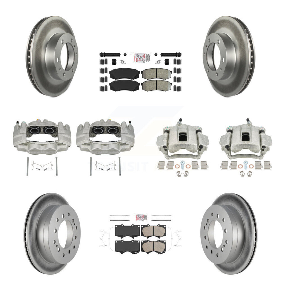 Front Rear Brake Caliper Coat Rotor And Ameribrakes Pad Kit (10Pc) For Toyota FJ Cruiser KCG-102138N