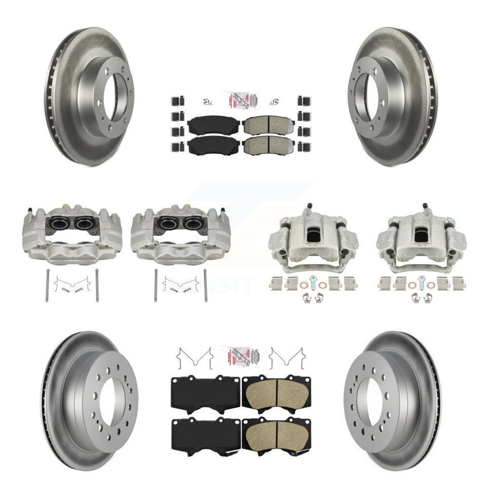Front Rear Brake Caliper Coat Rotor And Ameribrakes Pad Kit (10Pc) For Toyota FJ Cruiser KCG-102139N