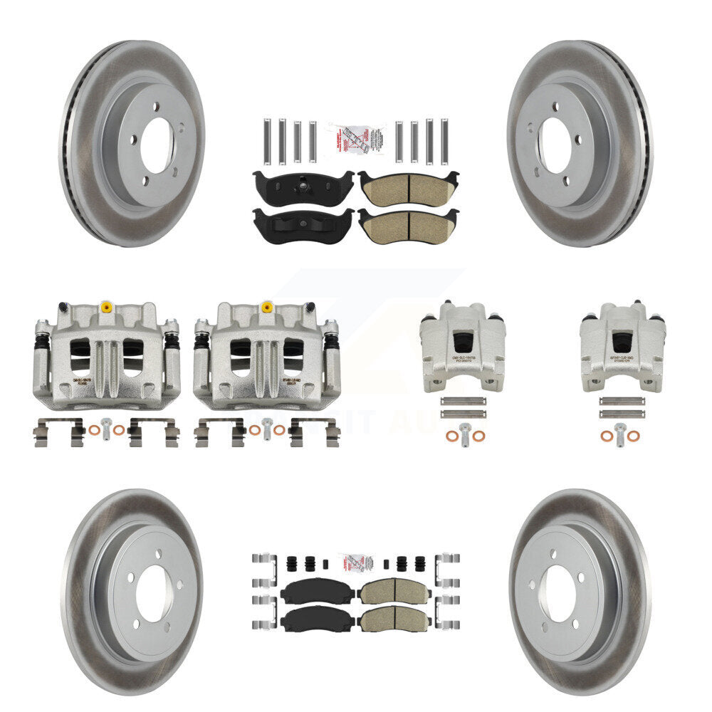 Front Rear Brake Caliper Coat Rotor And Ceramic Pad Kit (10Pc) For Ford Explorer Mercury KCG-102142N