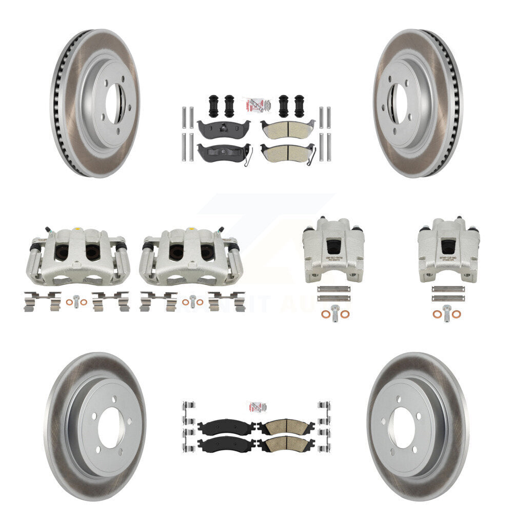 Front Rear Brake Caliper Coat Rotor & Ameribrakes Pad Kit (10Pc) For Ford Explorer Sport KCG-102143N