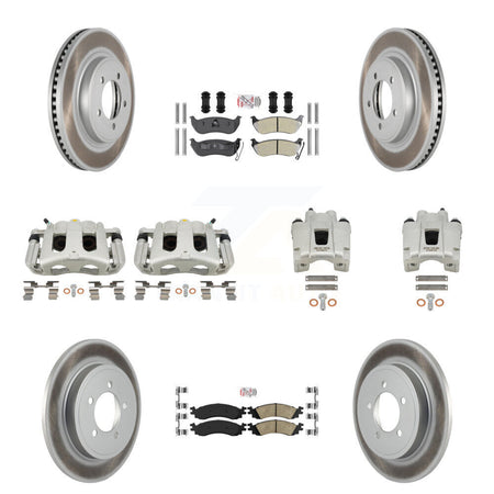 Front Rear Brake Caliper Coat Rotor & Ameribrakes Pad Kit (10Pc) For Ford Explorer Sport KCG-102143N