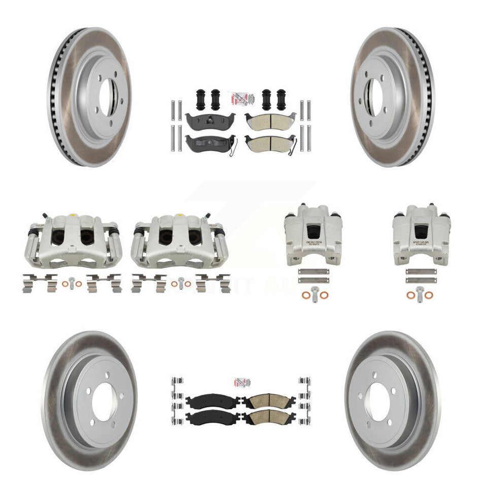 Front Rear Brake Caliper Coat Rotor & Ameribrakes Pad Kit (10Pc) For Ford Explorer Sport KCG-102143N