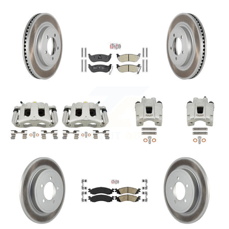 Front Rear Brake Caliper Coat Rotor & Ameribrakes Pad Kit (10Pc) For Ford Explorer Sport KCG-102144N