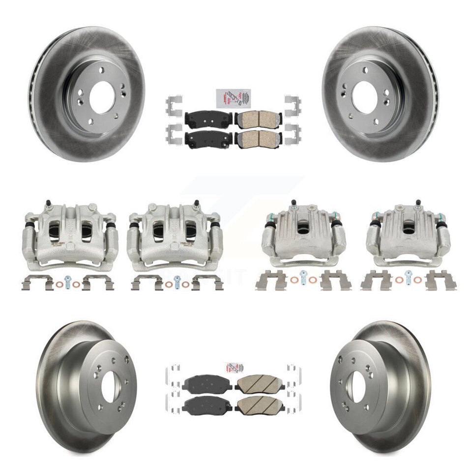 Front Rear Brake Caliper Coat Rotors & Ceramic Pad Kit (10Pc) For 07-09 Hyundai Santa Fe KCG-102146N