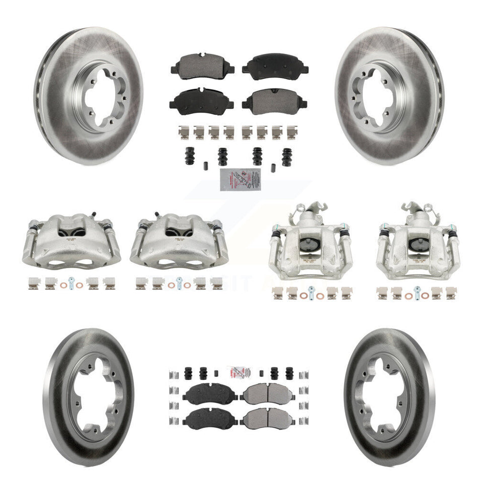 Front Rear Brake Caliper Coat Rotors & Semi-Metallic Pad Kit (10Pc) For Ford Transit-250 KCG-102147N