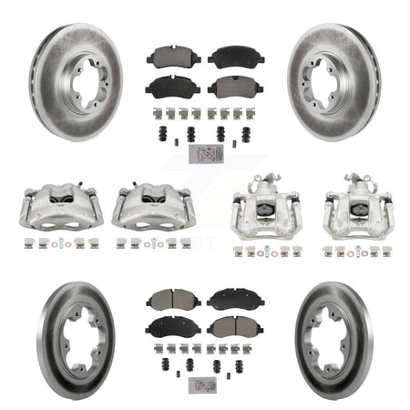 Front Rear Brake Caliper Coat Rotors & Semi-Metallic Pad Kit (10Pc) For Ford Transit-250 KCG-102149N