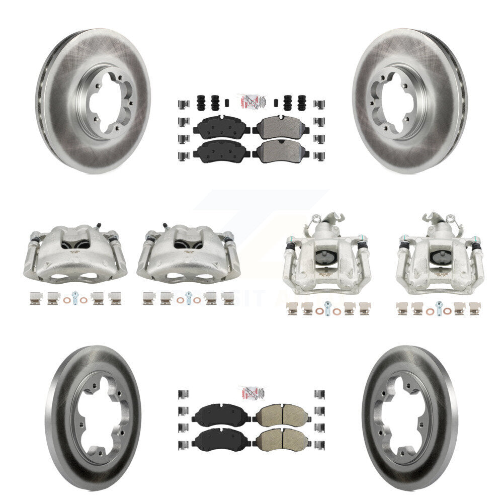 Front Rear Brake Caliper Coat Rotors & Semi-Metallic Pad Kit (10Pc) For Ford Transit-250 KCG-102151N