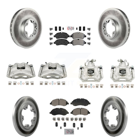 Front Rear Brake Caliper Coat Rotors & Semi-Metallic Pad Kit (10Pc) For Ford Transit-250 KCG-102152N
